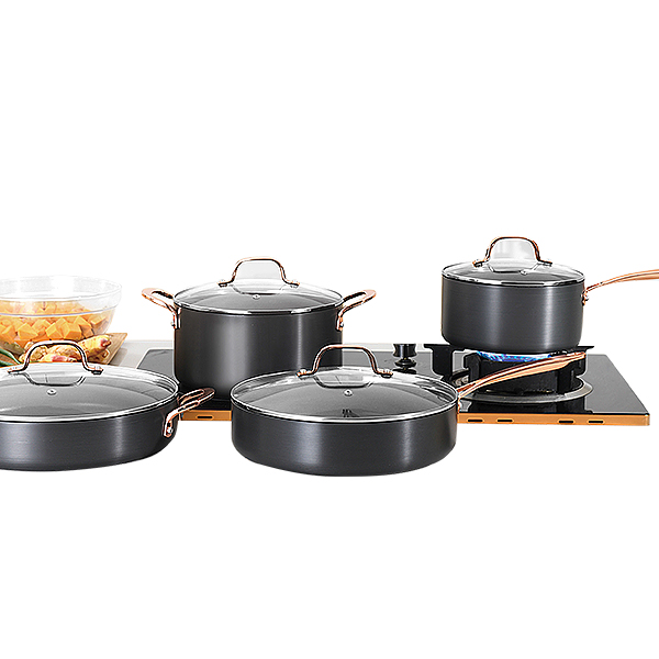 Hard-anodized aluminum nonstick cookware set